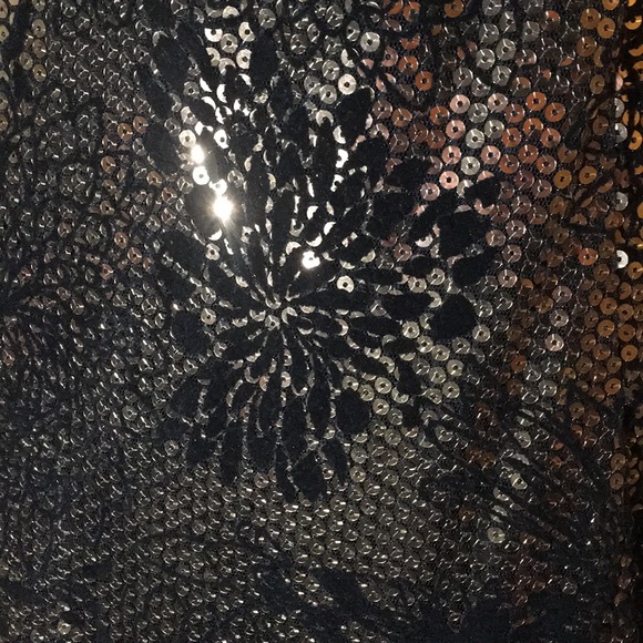 A Line Gold and Black Sequin Formal Prom Dress - Picture 6 of 9